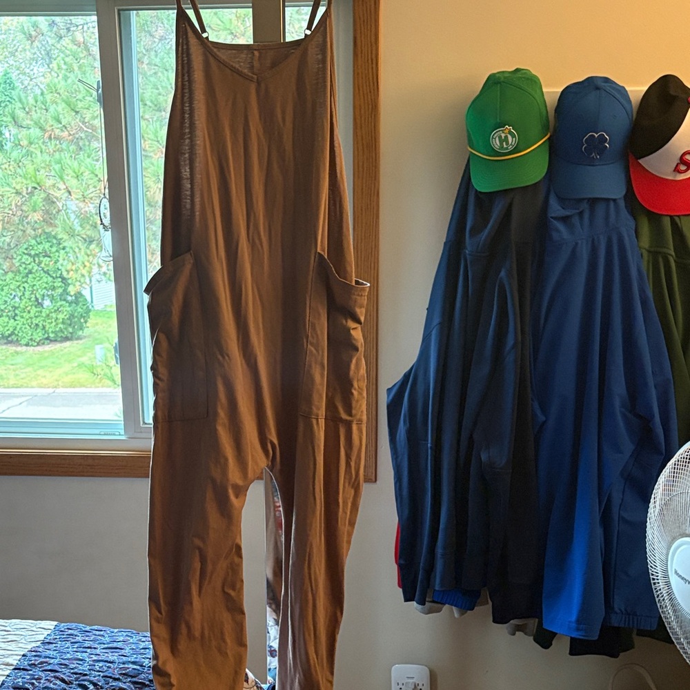 Casual Tan Jumpsuit with Pockets